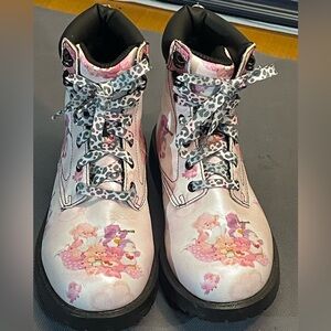 Care Bear Pink Boots with Cartoon Print